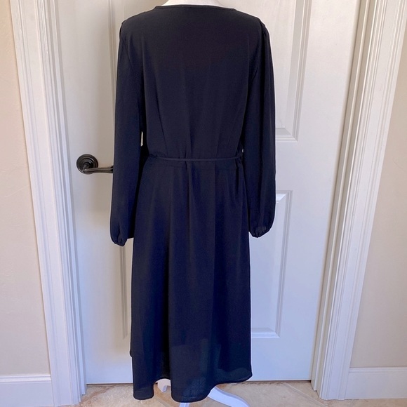 JUSTFAB- True Wrap Dress Womens Black midi Office Career lined XXL plus size - Picture 3 of 10